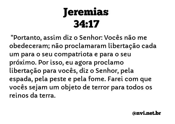 JEREMIAS 34:17 NVI NOVA VERSÃO INTERNACIONAL