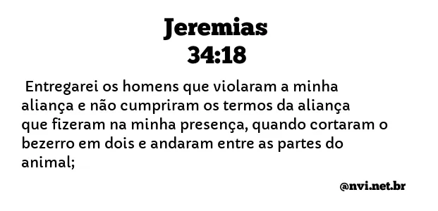 JEREMIAS 34:18 NVI NOVA VERSÃO INTERNACIONAL
