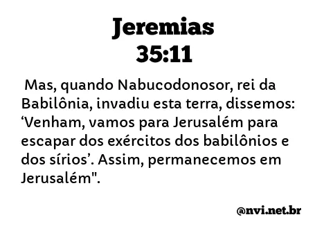 JEREMIAS 35:11 NVI NOVA VERSÃO INTERNACIONAL