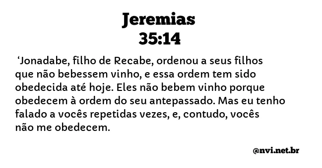 JEREMIAS 35:14 NVI NOVA VERSÃO INTERNACIONAL