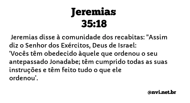 JEREMIAS 35:18 NVI NOVA VERSÃO INTERNACIONAL