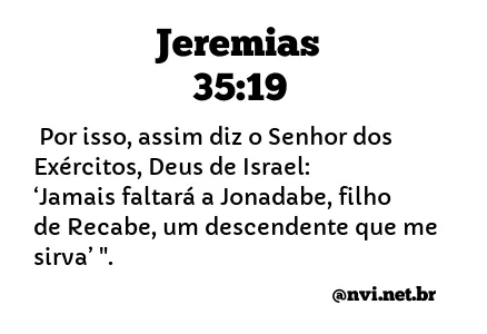 JEREMIAS 35:19 NVI NOVA VERSÃO INTERNACIONAL