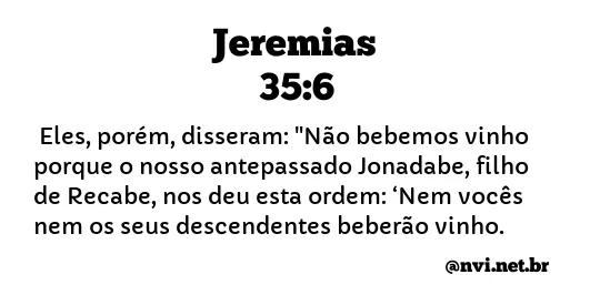 JEREMIAS 35:6 NVI NOVA VERSÃO INTERNACIONAL