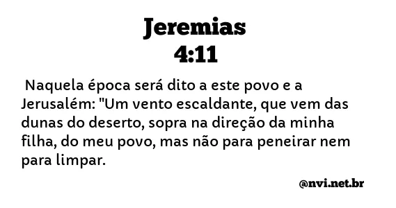 JEREMIAS 4:11 NVI NOVA VERSÃO INTERNACIONAL