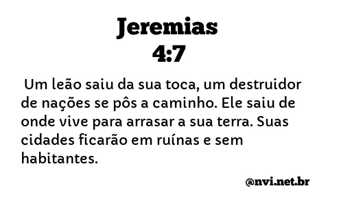 JEREMIAS 4:7 NVI NOVA VERSÃO INTERNACIONAL