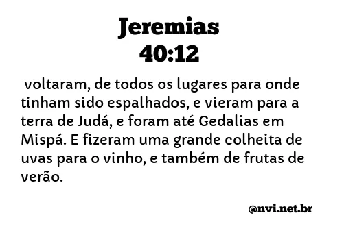 JEREMIAS 40:12 NVI NOVA VERSÃO INTERNACIONAL