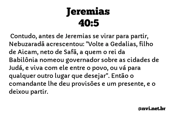 JEREMIAS 40:5 NVI NOVA VERSÃO INTERNACIONAL