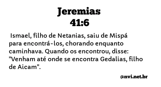 JEREMIAS 41:6 NVI NOVA VERSÃO INTERNACIONAL