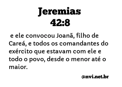 JEREMIAS 42:8 NVI NOVA VERSÃO INTERNACIONAL