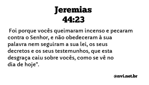 JEREMIAS 44:23 NVI NOVA VERSÃO INTERNACIONAL