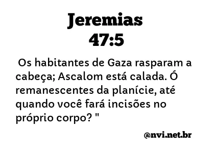 JEREMIAS 47:5 NVI NOVA VERSÃO INTERNACIONAL