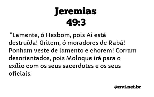 JEREMIAS 49:3 NVI NOVA VERSÃO INTERNACIONAL