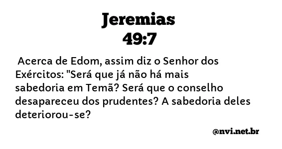 JEREMIAS 49:7 NVI NOVA VERSÃO INTERNACIONAL