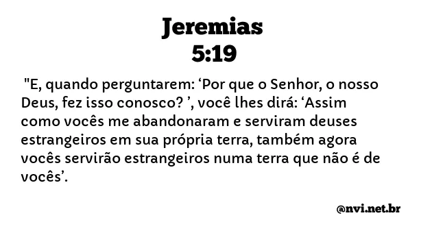 JEREMIAS 5:19 NVI NOVA VERSÃO INTERNACIONAL