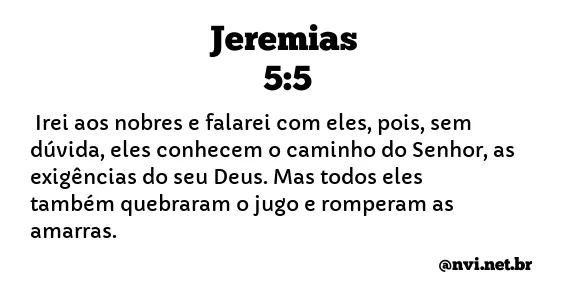 JEREMIAS 5:5 NVI NOVA VERSÃO INTERNACIONAL