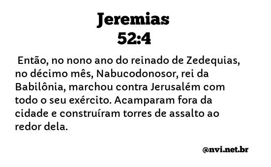 JEREMIAS 52:4 NVI NOVA VERSÃO INTERNACIONAL