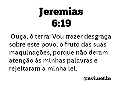 JEREMIAS 6:19 NVI NOVA VERSÃO INTERNACIONAL