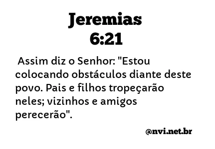 JEREMIAS 6:21 NVI NOVA VERSÃO INTERNACIONAL