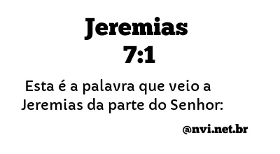 JEREMIAS 7:1 NVI NOVA VERSÃO INTERNACIONAL