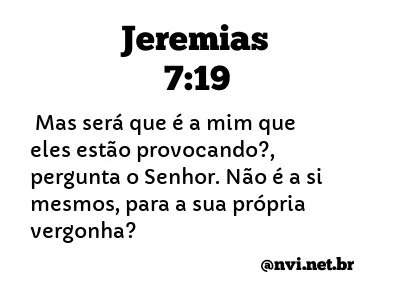 JEREMIAS 7:19 NVI NOVA VERSÃO INTERNACIONAL