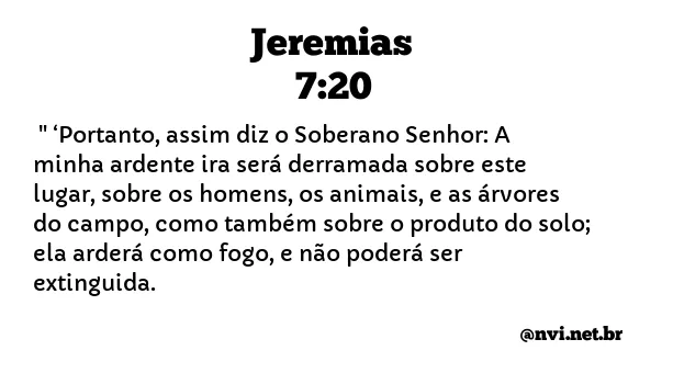 JEREMIAS 7:20 NVI NOVA VERSÃO INTERNACIONAL