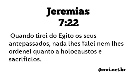 JEREMIAS 7:22 NVI NOVA VERSÃO INTERNACIONAL