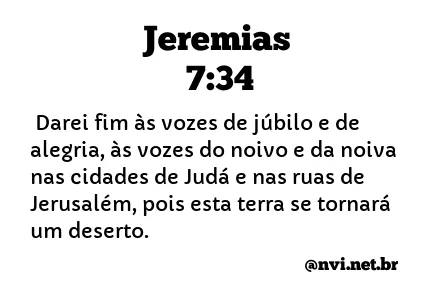 JEREMIAS 7:34 NVI NOVA VERSÃO INTERNACIONAL