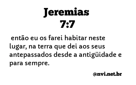 JEREMIAS 7:7 NVI NOVA VERSÃO INTERNACIONAL