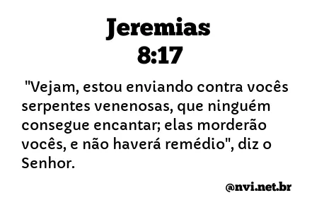 JEREMIAS 8:17 NVI NOVA VERSÃO INTERNACIONAL