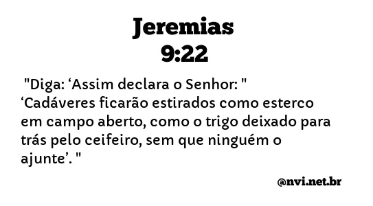 JEREMIAS 9:22 NVI NOVA VERSÃO INTERNACIONAL