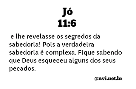 JÓ 11:6 NVI NOVA VERSÃO INTERNACIONAL