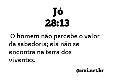 JÓ 28:13 NVI NOVA VERSÃO INTERNACIONAL