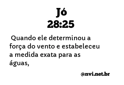 JÓ 28:25 NVI NOVA VERSÃO INTERNACIONAL