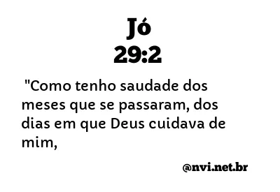 JÓ 29:2 NVI NOVA VERSÃO INTERNACIONAL