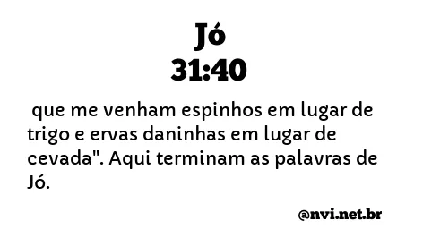 JÓ 31:40 NVI NOVA VERSÃO INTERNACIONAL