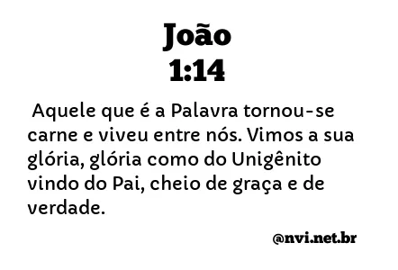 JOÃO 1:14 NVI NOVA VERSÃO INTERNACIONAL