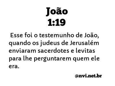 JOÃO 1:19 NVI NOVA VERSÃO INTERNACIONAL