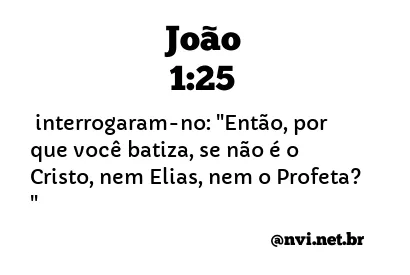 JOÃO 1:25 NVI NOVA VERSÃO INTERNACIONAL