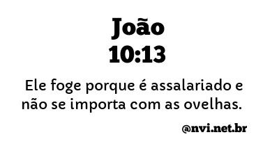 JOÃO 10:13 NVI NOVA VERSÃO INTERNACIONAL
