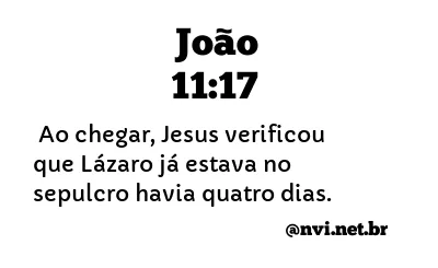 JOÃO 11:17 NVI NOVA VERSÃO INTERNACIONAL