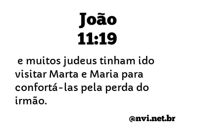 JOÃO 11:19 NVI NOVA VERSÃO INTERNACIONAL