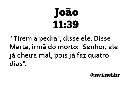 JOÃO 11:39 NVI NOVA VERSÃO INTERNACIONAL