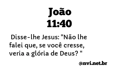 JOÃO 11:40 NVI NOVA VERSÃO INTERNACIONAL