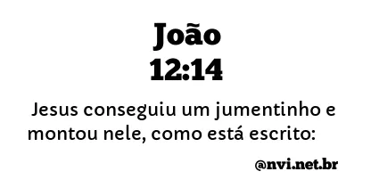 JOÃO 12:14 NVI NOVA VERSÃO INTERNACIONAL