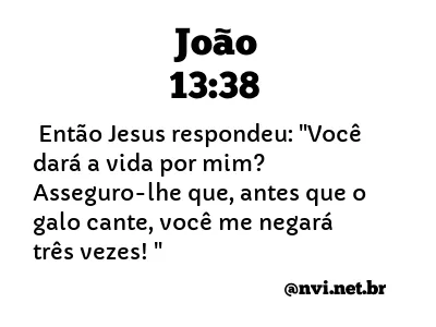 JOÃO 13:38 NVI NOVA VERSÃO INTERNACIONAL