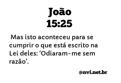 JOÃO 15:25 NVI NOVA VERSÃO INTERNACIONAL