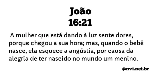 JOÃO 16:21 NVI NOVA VERSÃO INTERNACIONAL