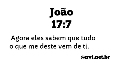 JOÃO 17:7 NVI NOVA VERSÃO INTERNACIONAL