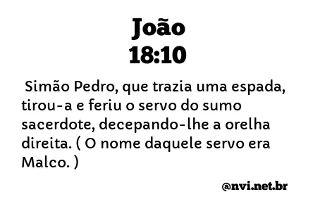 JOÃO 18:10 NVI NOVA VERSÃO INTERNACIONAL