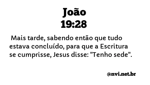 JOÃO 19:28 NVI NOVA VERSÃO INTERNACIONAL